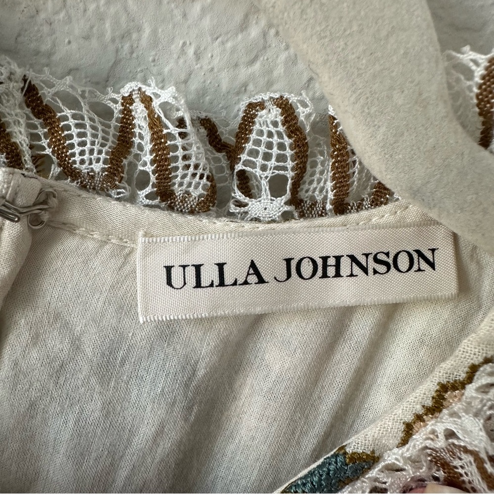 ULLA JOHNSON Alexandra Crochet-Trimmed Beaded
Embroidered Silk Mini Dress SZ 4 - Picture 8 of 12